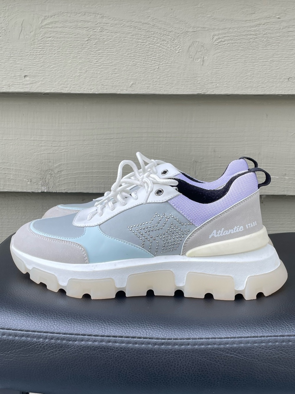Atlantic Stars Ava Women's Grey & Light Blue Chunky Sneaker size 38 - Picture 9 of 12